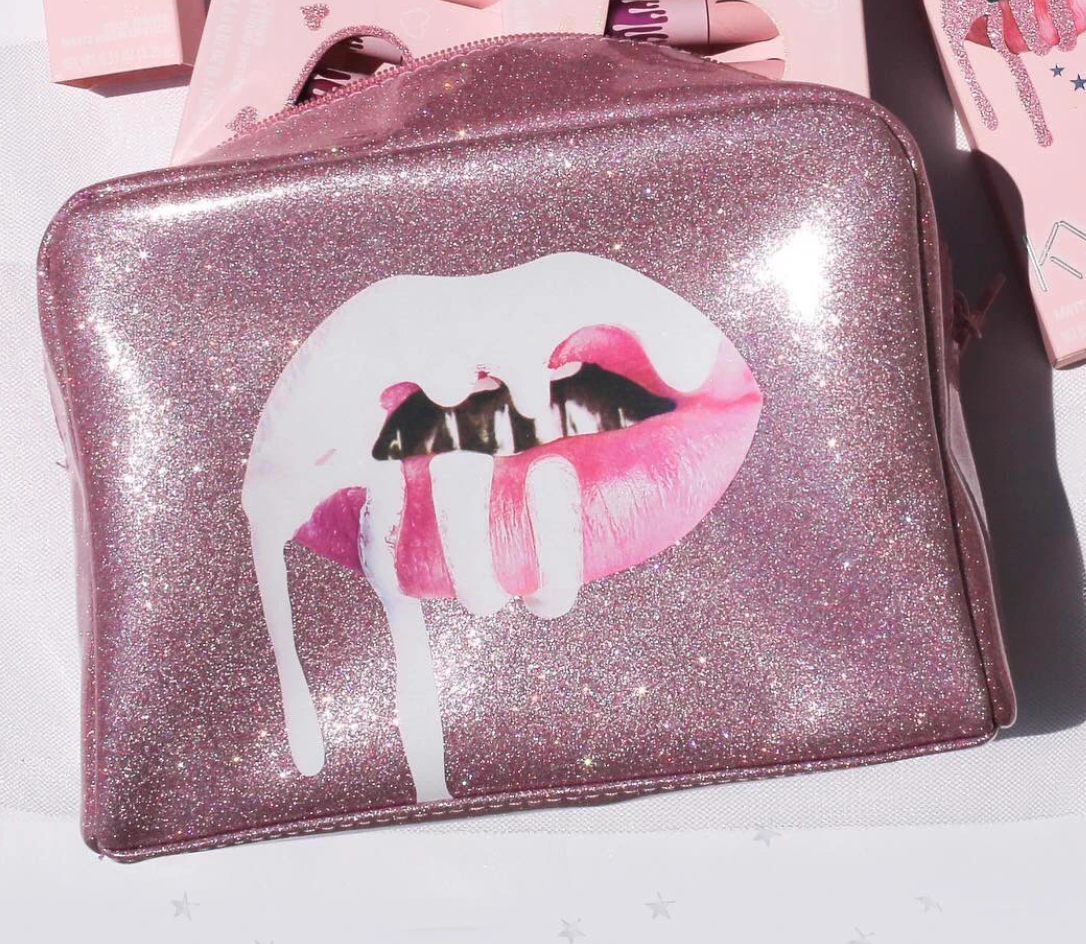 Kylie Cosmetics Pink shimmer makeup bag