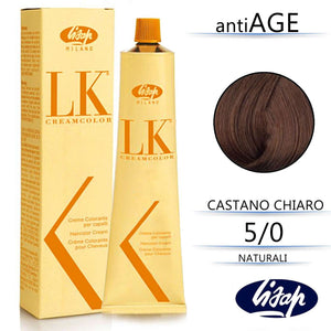 Lisap LK anti age Permanent Hair Colour - 100ml, 5/0 AA Light Brown / Castano / كستنائي فاتح