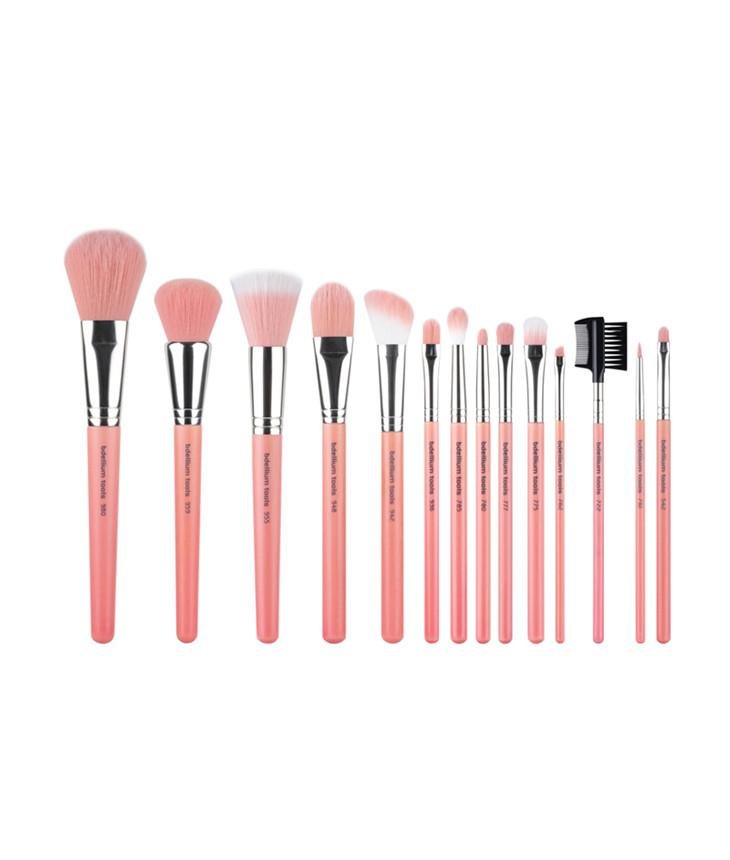 bdellium tools - PINK BAMBU COMPLETE 14PC. BRUSH SET WITH ROLL-UP POUCH