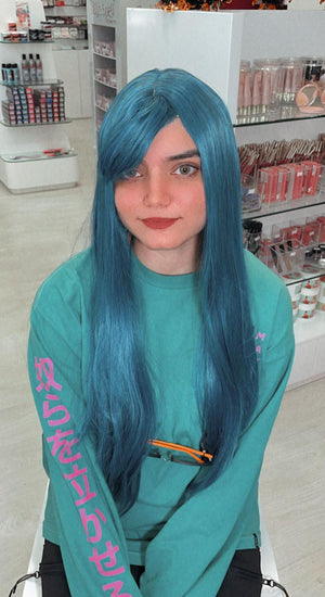 Cosplay long wig with bangs - Mermaid Turquoise