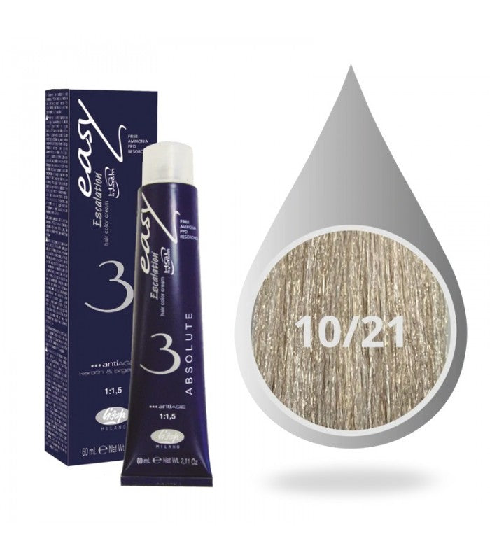 Lisap Milano Easy Absolute 3 Color - 10/21 lightened cool ash blond أشقر بلاتيني عميق بارد