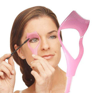 Eyelash Brush Curler Mascara Guard- 3 in 1 Applicator Tool