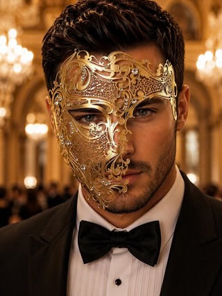 Black Masquerade Mask with Clear Stones – Laser Cut Metal Half Face Mask