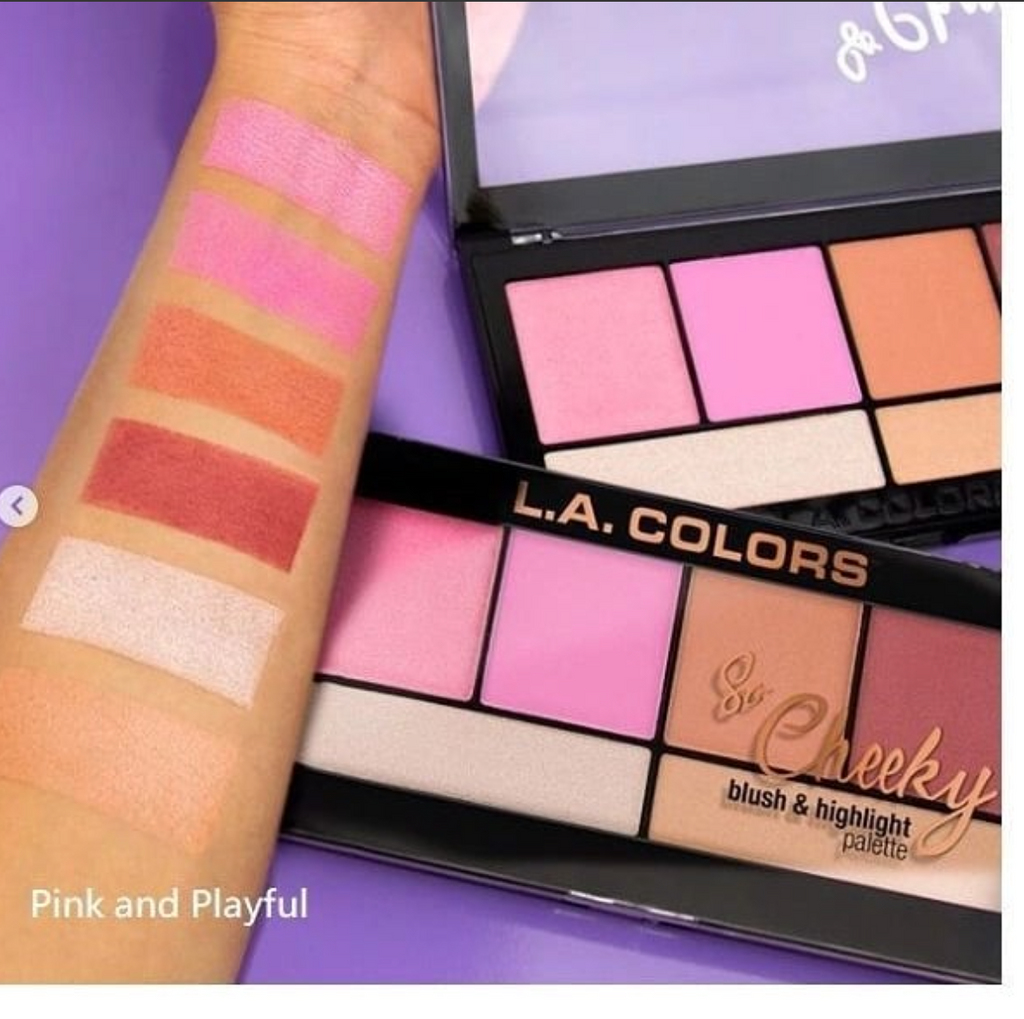 LA Colors - So Cheeky Blush and Highlight Palette - C 30461 Pink and Playful