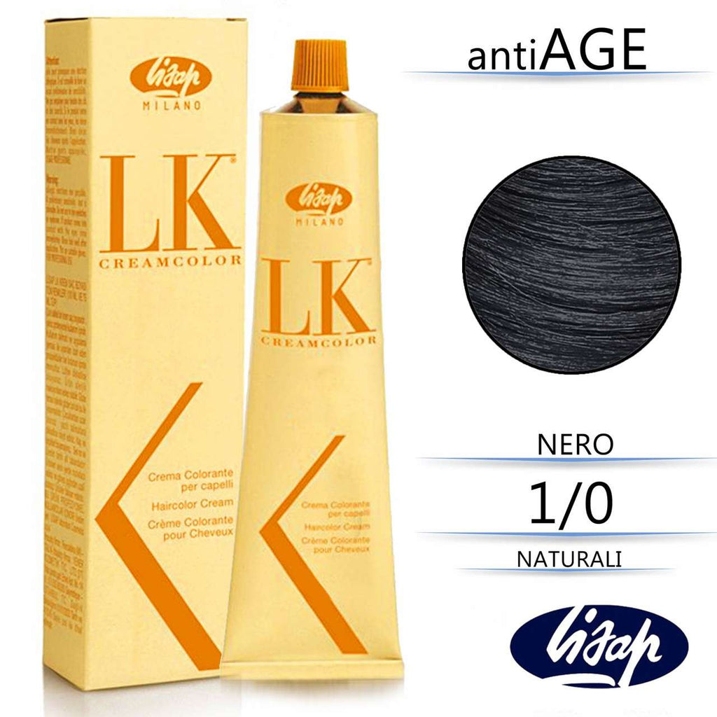 Lisap LK anti age Permanent Hair Colour - 100ml, 1/0 Black أسود