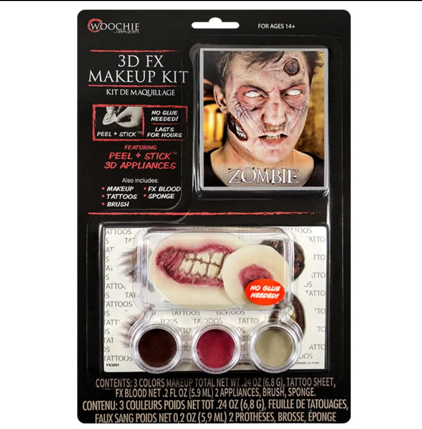 Woochie Zombie 3D FX Makeup Kit (Peel & Stick)