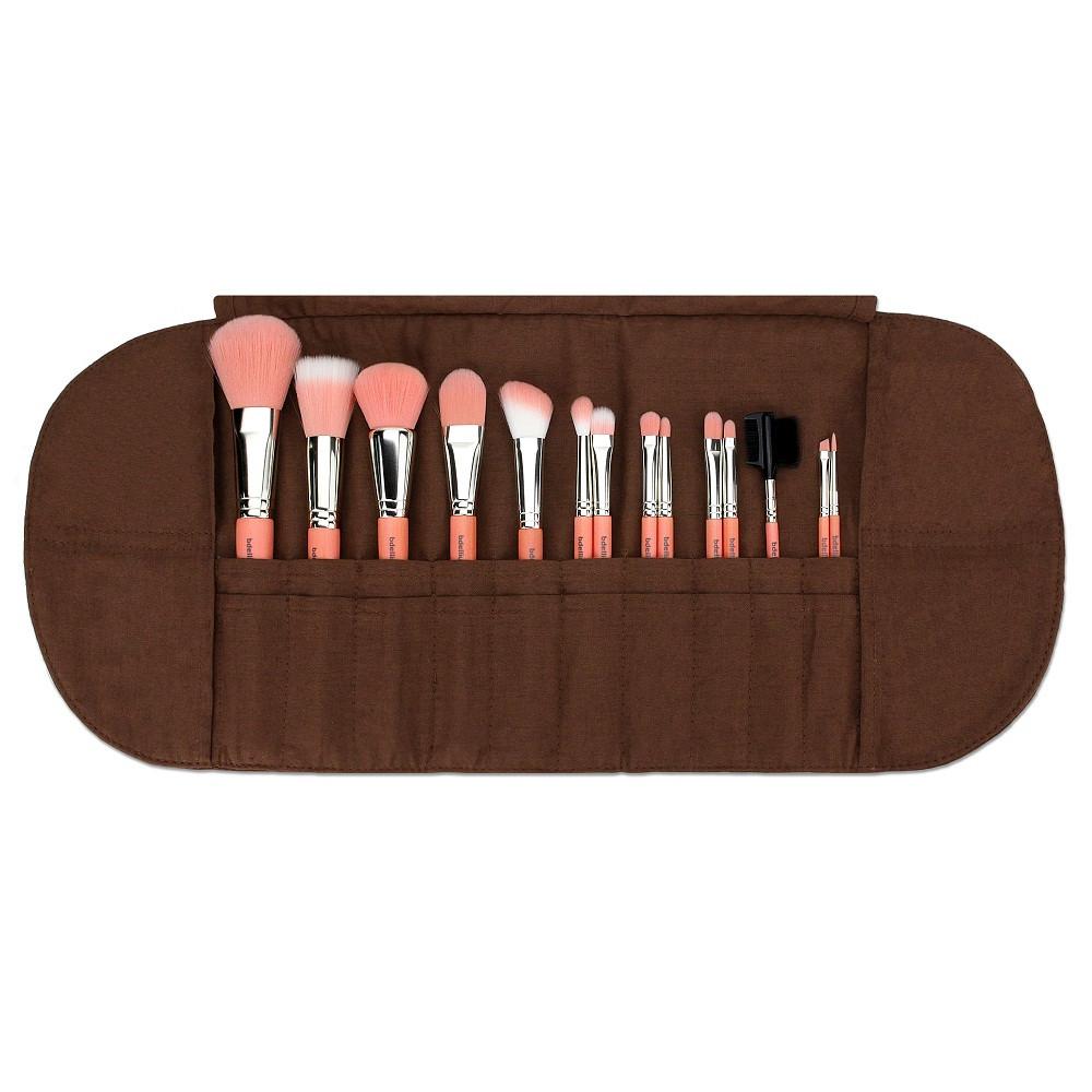 bdellium tools - PINK BAMBU COMPLETE 14PC. BRUSH SET WITH ROLL-UP POUCH