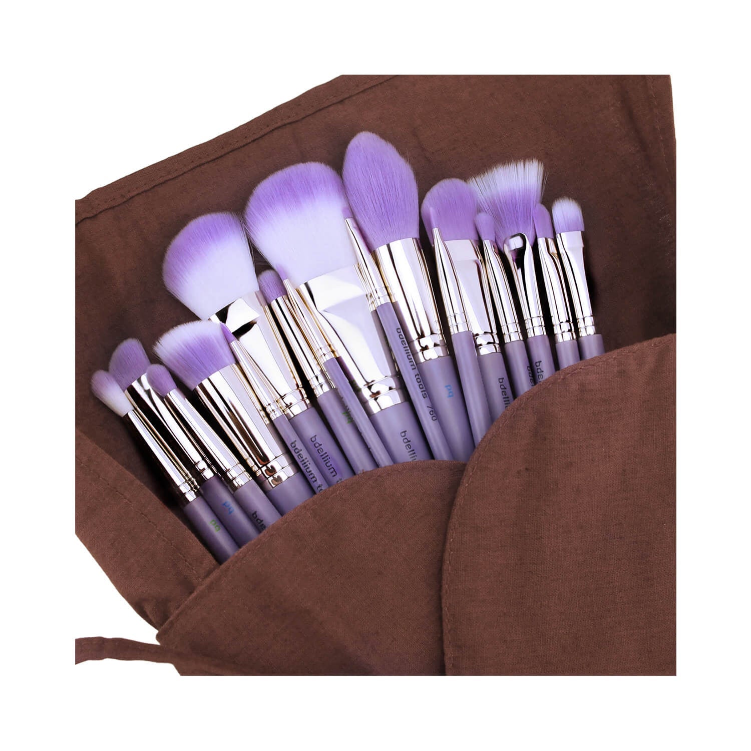 bdellium Tools - PURPLE BAMBU - PRECISION 17PC. BRUSH SET WITH ROLL-UP POUCH