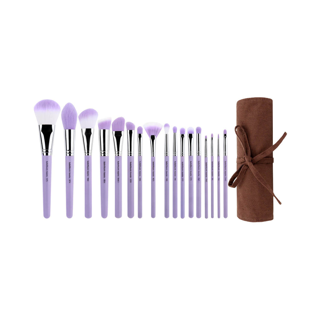 bdellium Tools - PURPLE BAMBU - PRECISION 17PC. BRUSH SET WITH ROLL-UP POUCH