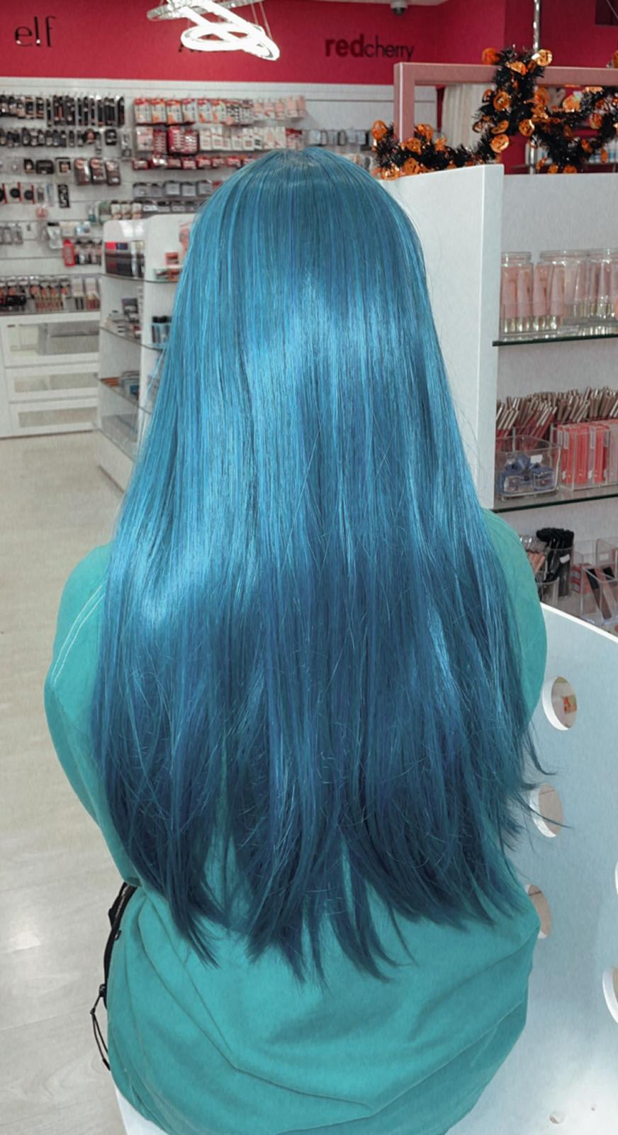 Cosplay long wig with bangs - Mermaid Turquoise