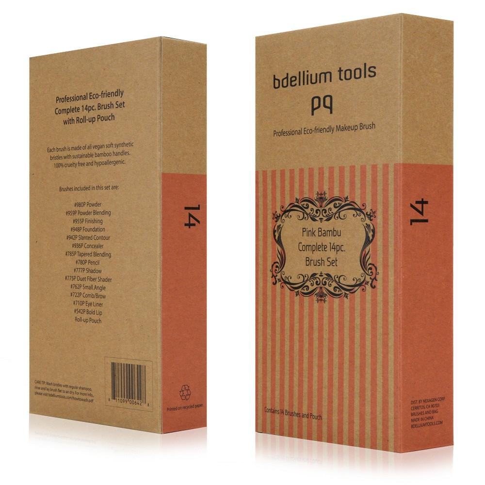 bdellium tools - PINK BAMBU COMPLETE 14PC. BRUSH SET WITH ROLL-UP POUCH