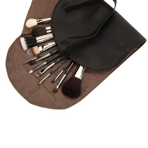 Bdellium Tools Professional Makeup Brush Maestro Series - Complete 12pc. Brush Set with Roll-Up Pouch