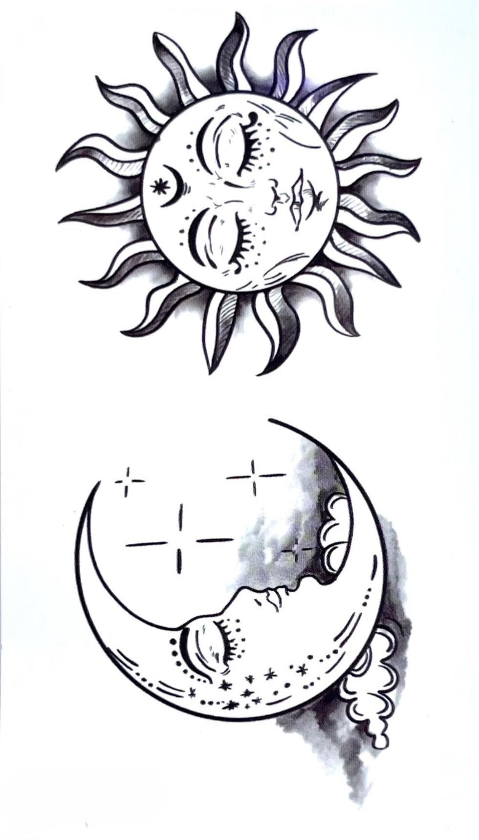 Temporary Body Tattoo - Celestial Sun & Moon 01