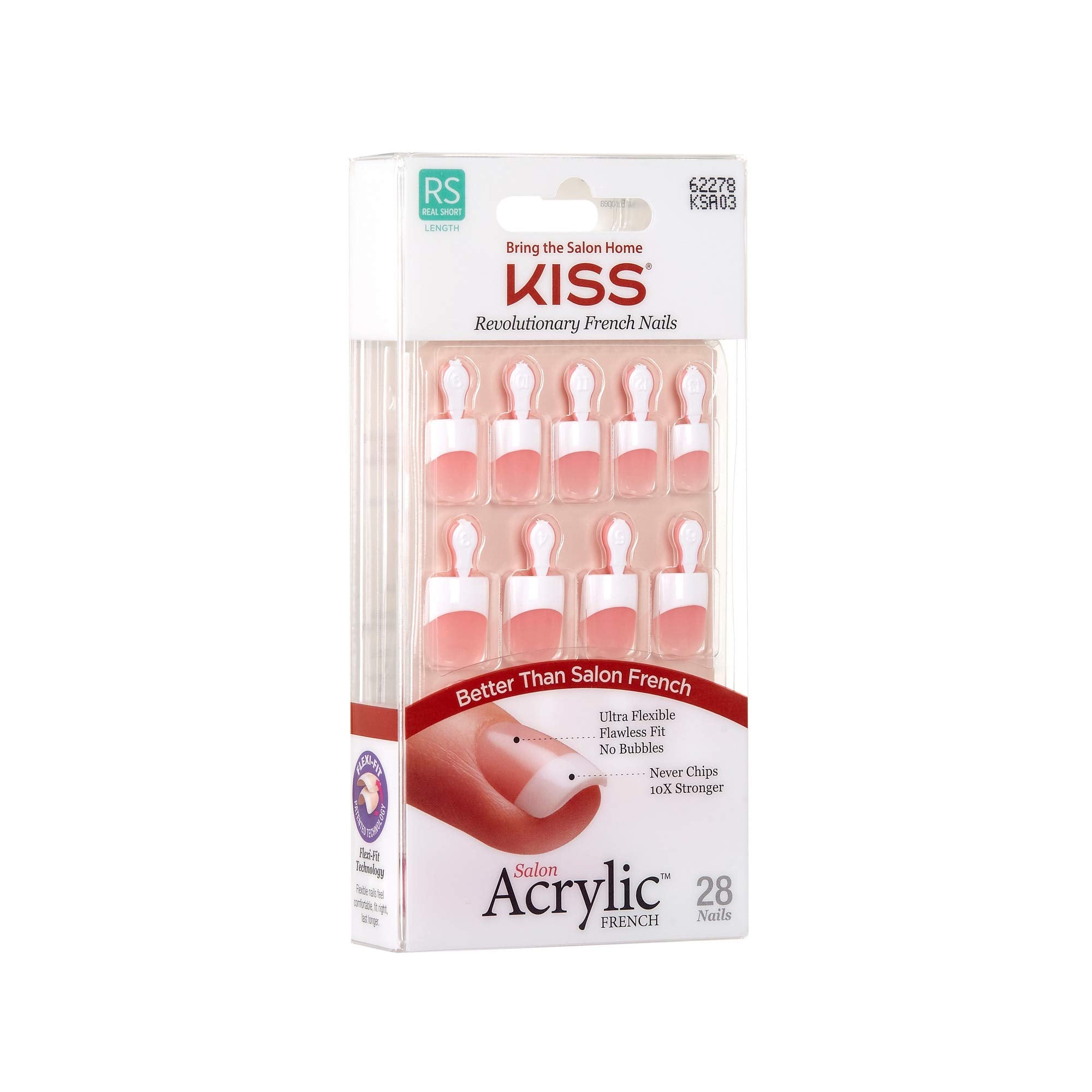 KISS Salon Acrylic French Nails Kit Alter Ego Real Short KSA03