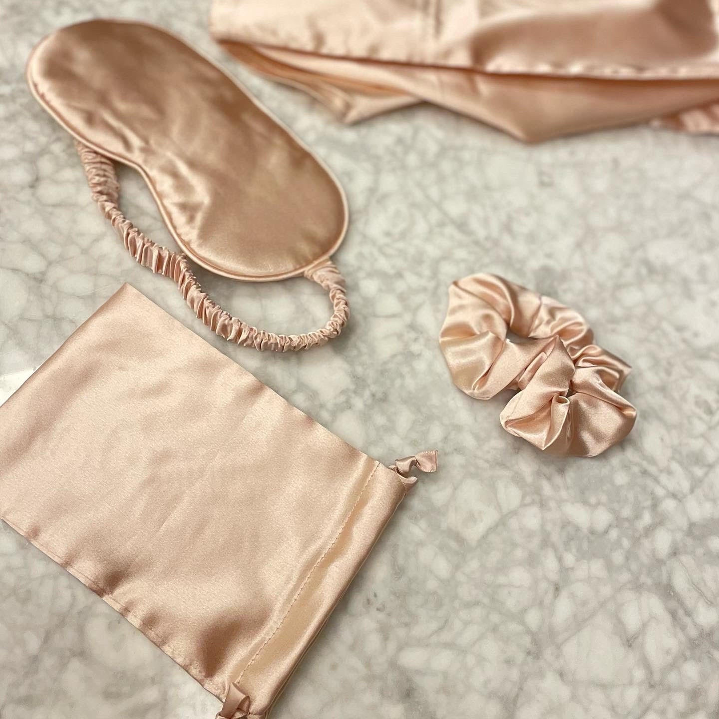 Satin Set ( PILLOWCASE , Hair Crunchie , eye mask ) |Frizz free Hair